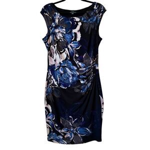 Lauren Ralph Lauren Floral Cap Sleeve Sheath Dress Size 14 Career, Wedding Guest